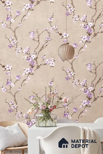 81341-4 | Sand Blossom Branch Floral Wallpaper - 5 Meter x 42 Inch, 57 Sq. Ft. (Min. 15% Wastage)