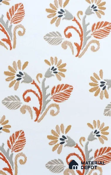 CC2225-3 | White Rust Folk Sprigs Floral Wallpaper - 10 Meter x 21 Inch, 57 Sq. Ft. (Min. 15% Wastage)
