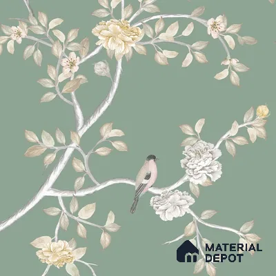Verde Elegance, Handmade Chinoiserie (Customised Wallpaper)