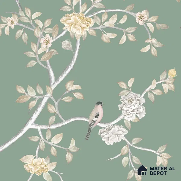Verde Elegance, Canvas Chinoiserie (Customised Wallpaper)