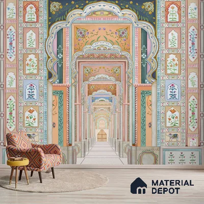 Dilli Darbar, Wallpaper in Suneherii Collection Handmade, Multicolor (Customised Wallpaper)