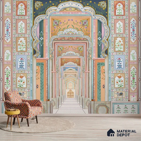 Dilli Darbar, Wallpaper in Suneherii Collection Handmade, Multicolor (Customised Wallpaper)