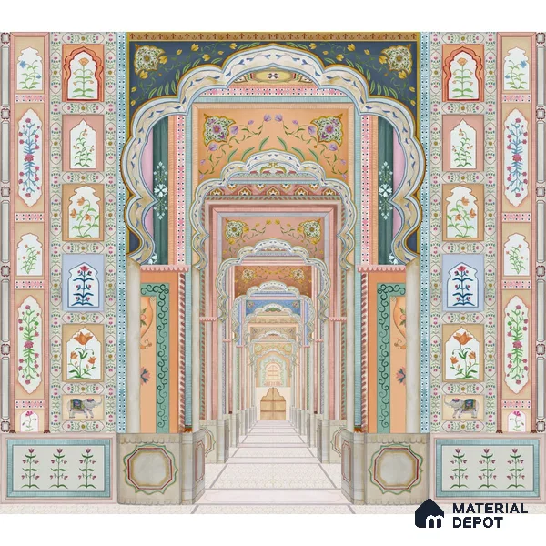 Dilli Darbar, Wallpaper in Suneherii Collection Handmade, Multicolor (Customised Wallpaper)