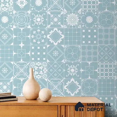 Moroccan Beauty Light Blue & White Canvas (Customised Wallpaper)