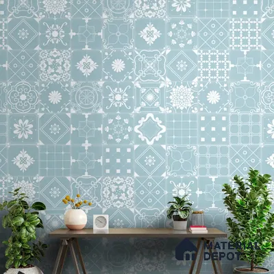 Moroccan Beauty Light Blue & White Handmade (Customised Wallpaper)