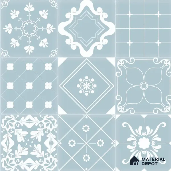 Moroccan Beauty Light Blue & White Soft Feel (Customised Wallpaper)