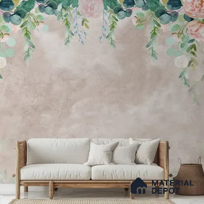 Water Color Hanging Pink Customized Floral Wallpaper - Soft Feel
