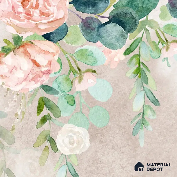 Water Color Hanging Pink Customized Floral Wallpaper - Soft Feel