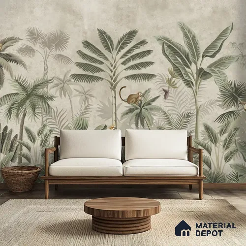 Tropical Dreams Artful Design Vintage Feel Handmade (Customised Wallpaper)