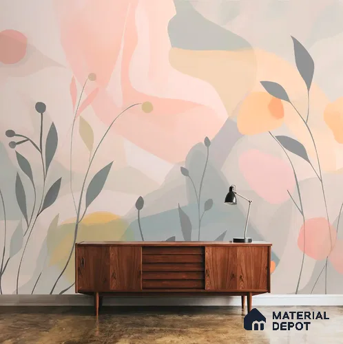 Pastel Paradise Abstract Pattern for Room Pink Handmade (Customised Wallpaper)