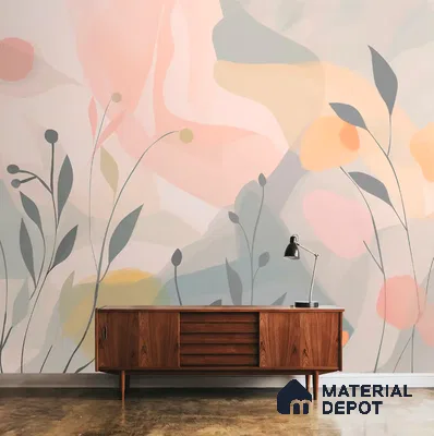 Pastel Paradise Abstract Pattern for Room Pink Soft Feel (Customised Wallpaper)