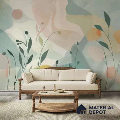 WP 03655 C | Pastel Paradise Abstract Pattern for | Multicolour Pastel Blob Leaves Abstract Look Wallpaper Handmade (Customised Size)