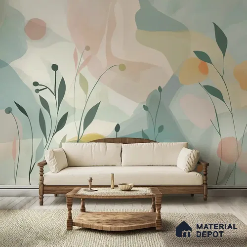 Pastel Paradise Abstract Pattern for Room Green Colors Soft Feel (Customised Wallpaper)