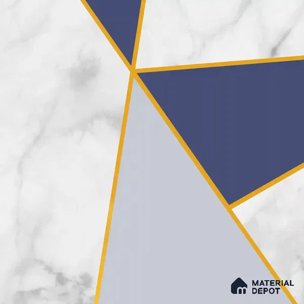 Golden Stripes With Marble Design Room Customised Blue Canvas (Customised Wallpaper)