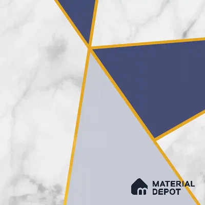 Golden Stripes With Marble Design Room Customised Blue Soft Feel (Customised Wallpaper)