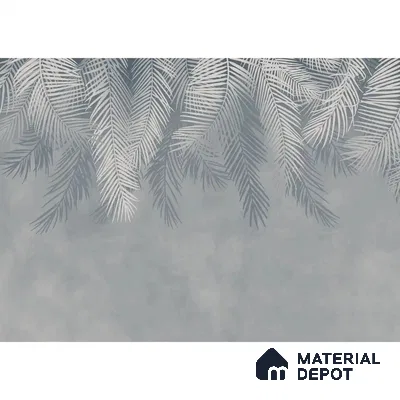 Hanging Tropical Leaves Design Blue Handmade (Customised Wallpaper)