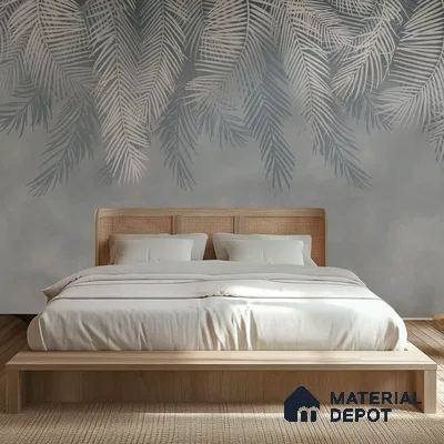 Hanging Tropical Leaves Design Blue Soft Feel (Customised Wallpaper)