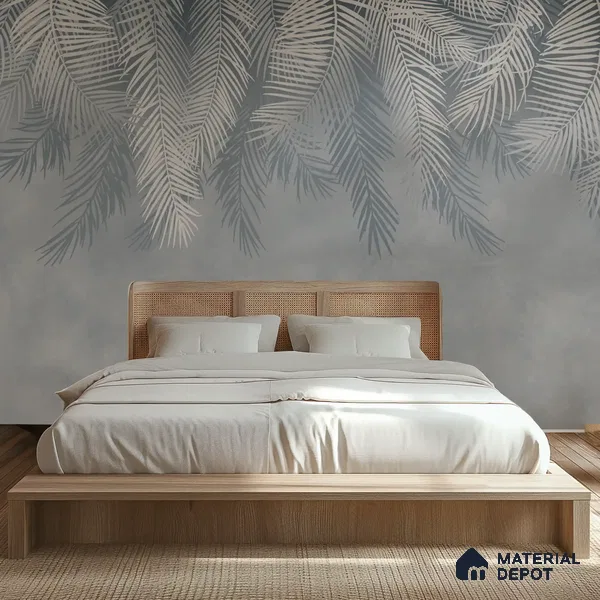 Hanging Tropical Leaves Design Blue Soft Feel (Customised Wallpaper)