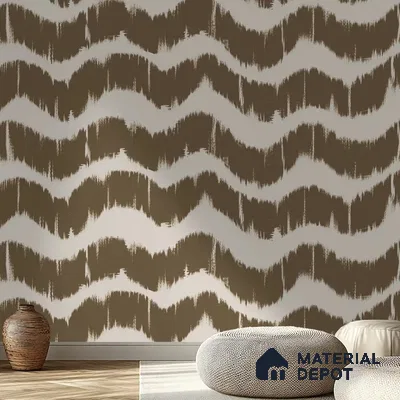 Waves Modern Abstract for Walls Muddy Brown Handmade (Customised Wallpaper)