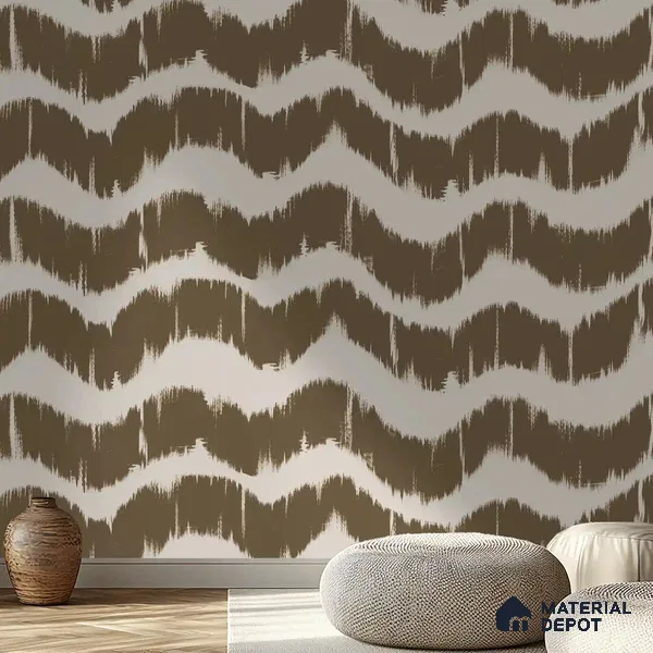 Waves Modern Abstract for Walls Muddy Brown Handmade (Customised Wallpaper)