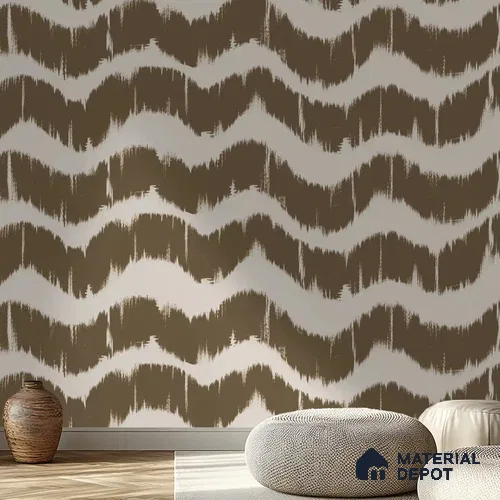Waves Modern Abstract for Walls Muddy Brown Soft Feel (Customised Wallpaper)