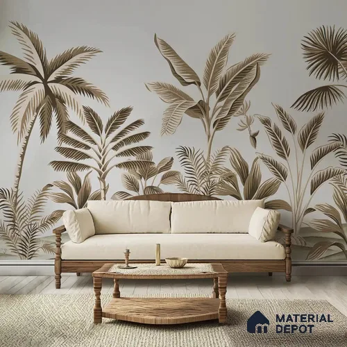Vintage Color Trees Tropical Room Soft Feel (Customised Wallpaper)