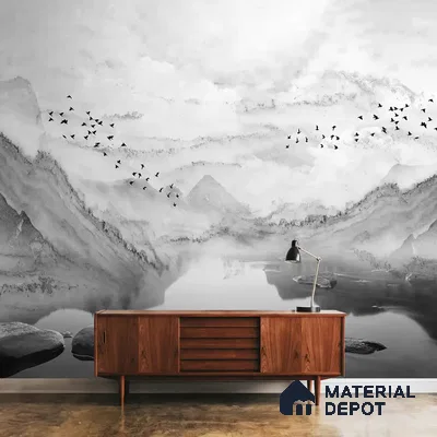 Marble Effect Scenery Customised Black & White Handmade (Customised Wallpaper)