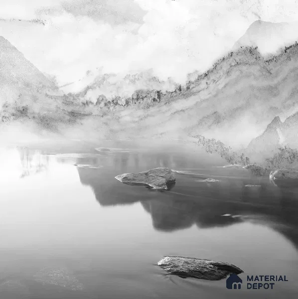 Marble Effect Scenery Customised Black & White Soft Feel (Customised Wallpaper)