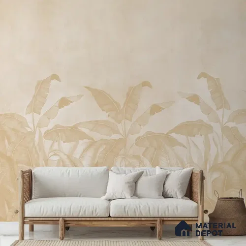 Tropical Forest, Digitally Painted Yellow Color Soft Feel (Customised Wallpaper)