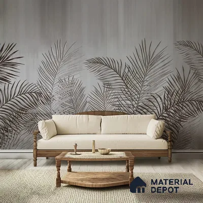 Dark Tropical Leaves in Textured Background Canvas (Customised Wallpaper)