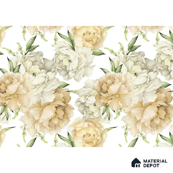 Big Flowers with Watercolor Effect Customised yellow Soft Feel (Customised Wallpaper)