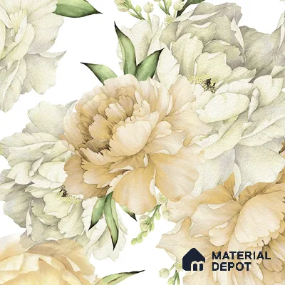 Big Flowers with Watercolor Effect Customised yellow Soft Feel (Customised Wallpaper)