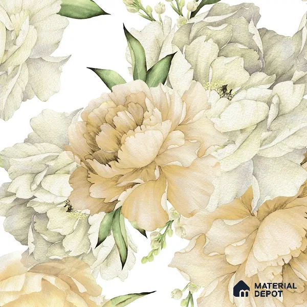 Big Flowers with Watercolor Effect Customised yellow Soft Feel (Customised Wallpaper)