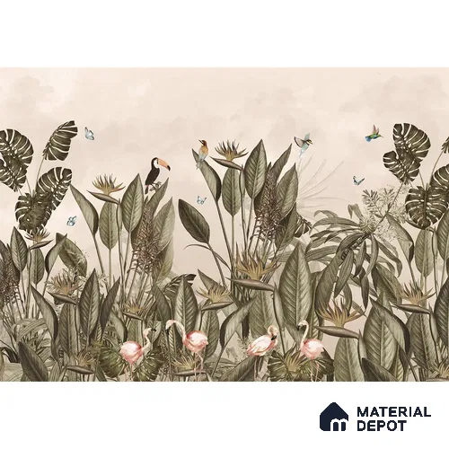 Tropical Theme Birds of Paradise Customised vintage look Handmade (Customised Wallpaper)