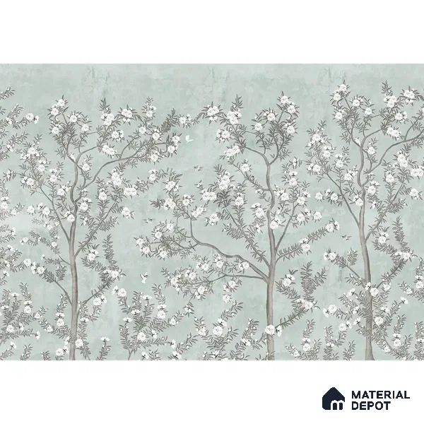 Chinoiserie Pattern for Walls, Light Green Soft Feel (Customised Wallpaper)