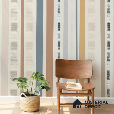 Linear Theme Abstract Modern Striped 10 Meter x 19.6 Inches Multicolor Canvas Wallpaper - 54 Sq. Ft.