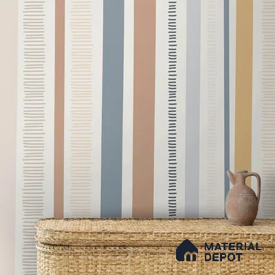Linear Theme Abstract Modern Striped 10 Meter x 19.6 Inches Multicolor Canvas Wallpaper - 54 Sq. Ft.