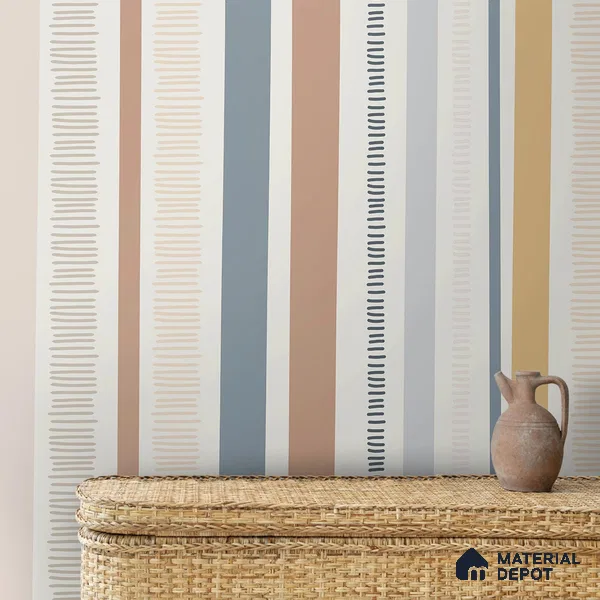 Linear Theme Abstract Modern Striped 10 Meter x 19.6 Inches Multicolor Canvas Wallpaper - 54 Sq. Ft.