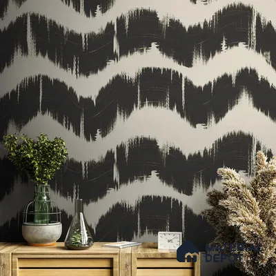 Charcoal Waves Modern Abstract for Walls Handmade (Customised Wallpaper)