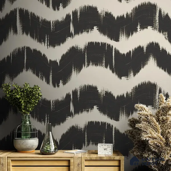 Charcoal Waves Modern Abstract for Walls Handmade (Customised Wallpaper)