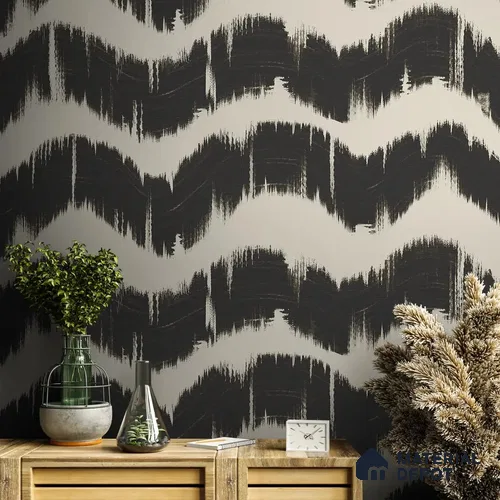 Charcoal Waves Modern Abstract for Walls Soft Feel (Customised Wallpaper)