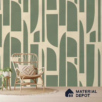 Rhythms Abstract Theme Modern Room , Green Color Canvas (Customised Wallpaper)