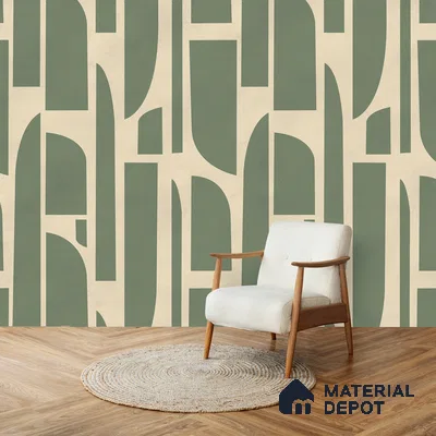 Rhythms Abstract Theme Modern Room , Green Color Canvas (Customised Wallpaper)