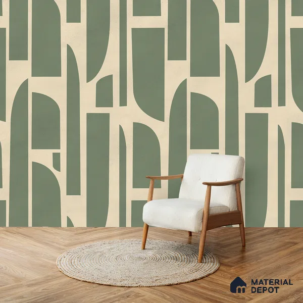 Rhythms Abstract Theme Modern Room , Green Color Canvas (Customised Wallpaper)