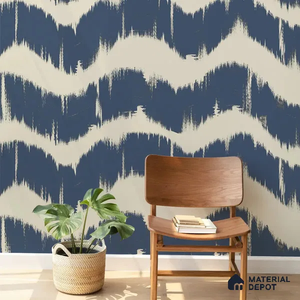 Indigo Waves Blue Modern Abstract for Walls Canvas (Customised Wallpaper)