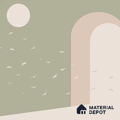 WP 03696 C | Modern Mood Abstract Design Wall | Green & Beige Colorblock Birds Abstract Look Wallpaper Handmade (Customised Size)