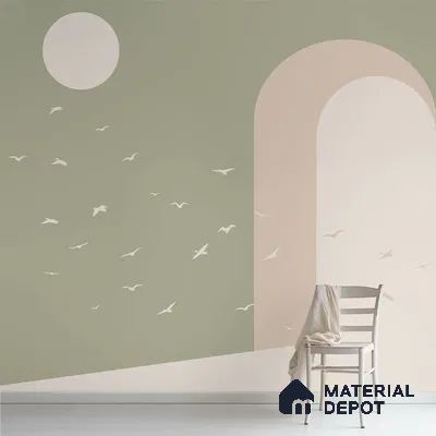 Modern Mood Abstract Design Wall Pastel Green Soft Feel (Customised Wallpaper)