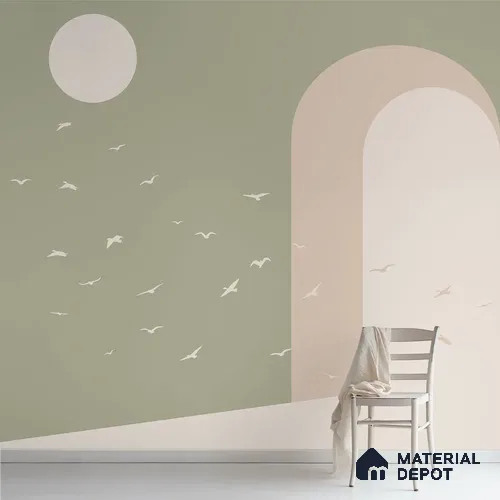 Modern Mood Abstract Design Wall Pastel Green Soft Feel (Customised Wallpaper)