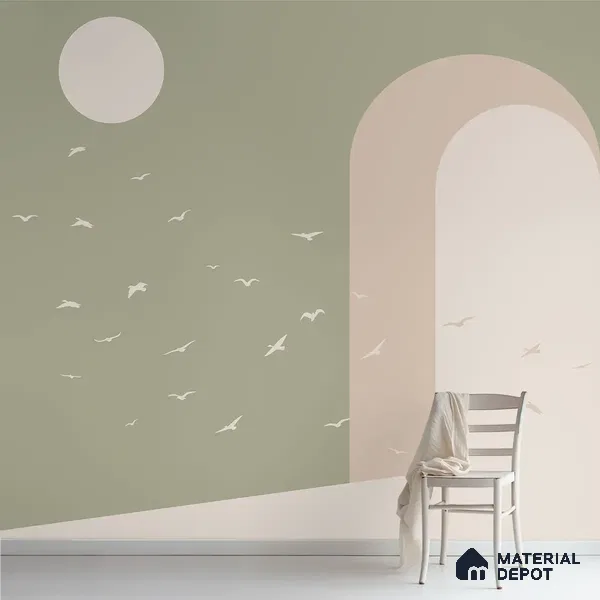 Modern Mood Abstract Design Wall Pastel Green Soft Feel (Customised Wallpaper)