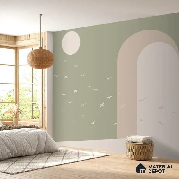 Modern Mood Abstract Design Wall Pastel Green Soft Feel (Customised Wallpaper)